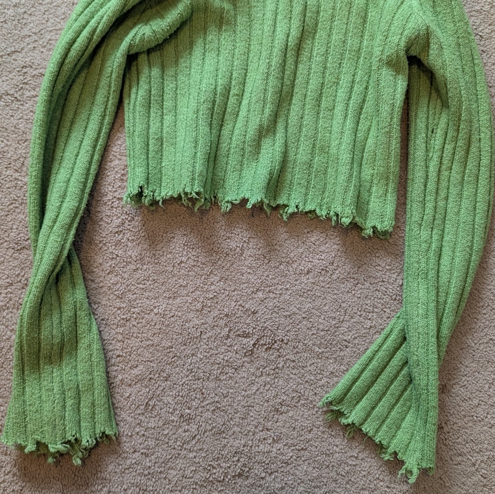 Fashion Nova Lime Off-the-Shoulder Sweater - Picture 2 of 5